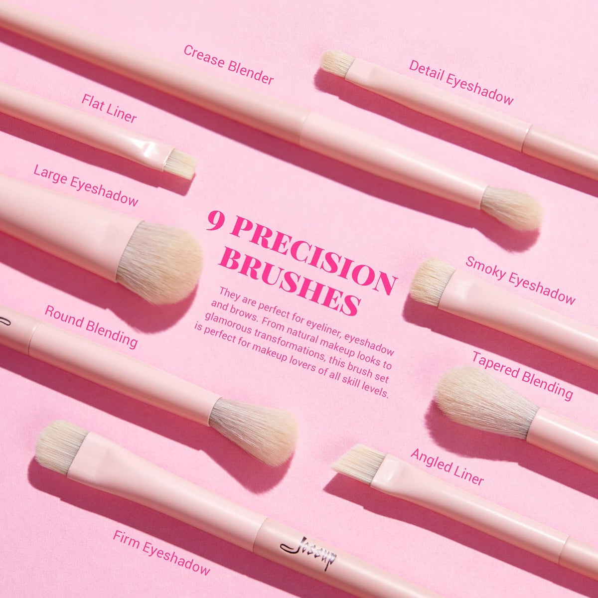 Jessup Pink Makeup Brushes Set 14Pcs Make up Brushes Premium Vegan Foundation Concealer Blush