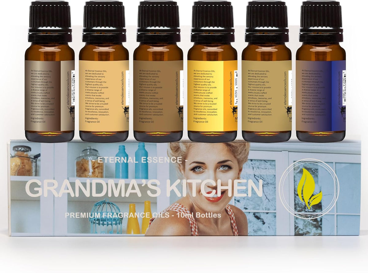 Eternal Essence Oils Grandma's Kitchen Set of 6 Premium Fragrance Oils - Caramel Nut Muffin