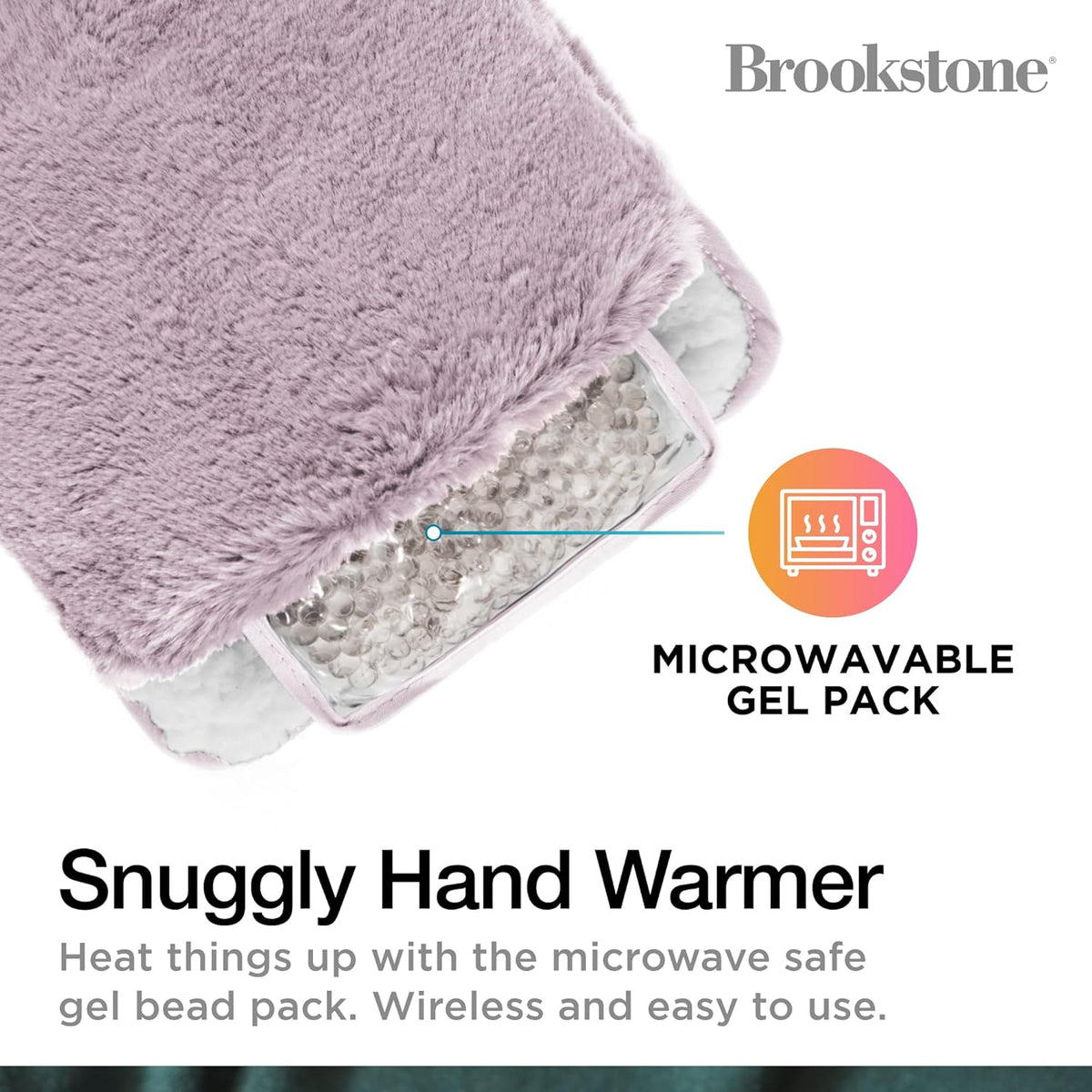 Brookstone Faux Fur Hand Warmer | Soothe Cold Hand Muff with Microwavable Gel Pack for Long Lasting