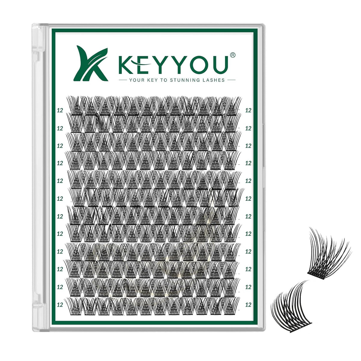 Lash Clusters 144pcs Individual Lashes D Curl 12mm Eyelash Clusters KEYYOU Air Touch Cluster Lashes