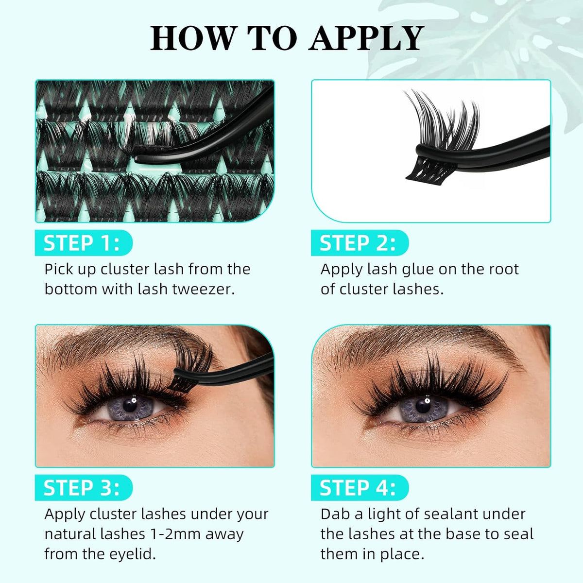 Lash Clusters Kit 168pcs Lash Extension Kit Cluster Lashes Natural Look with Lash Bond and Seal