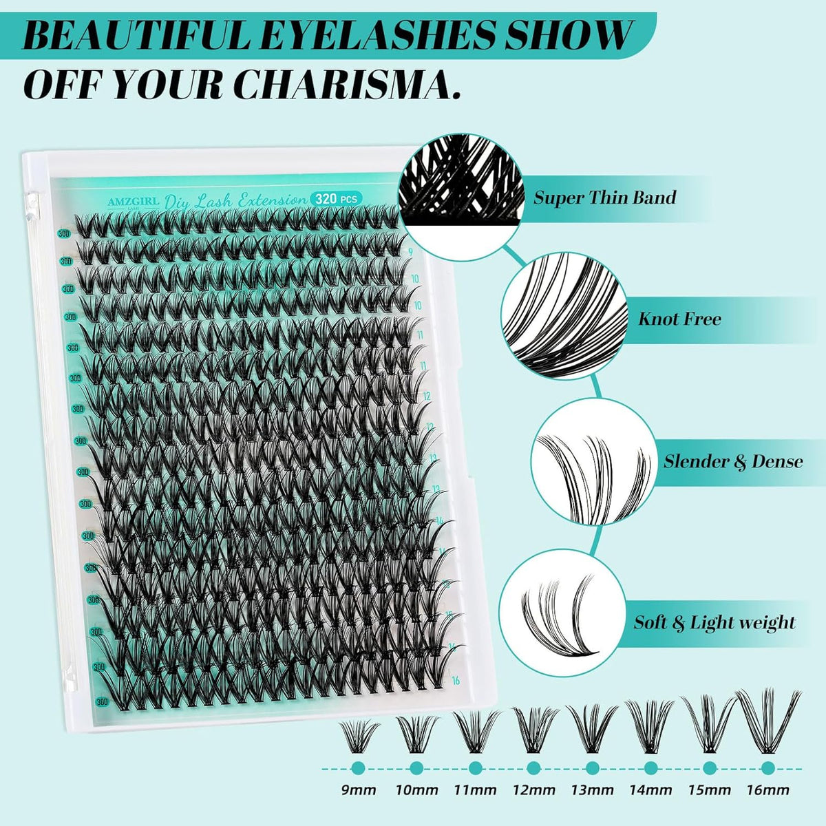 Lash Extension Kit 320Pcs,DIY Individual Lashes Clusters Kit,Lash Bond And Seal,Lash Remover For