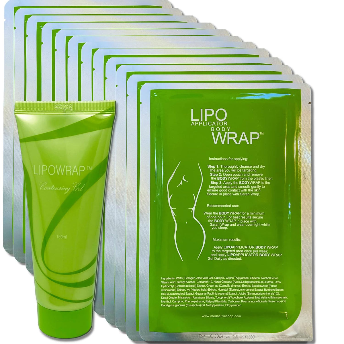 Tummy Body Wrap with Guarana, Green Tea, Seaweed Wraps Works for Stomach, Belly, Legs, Arms Abdomen