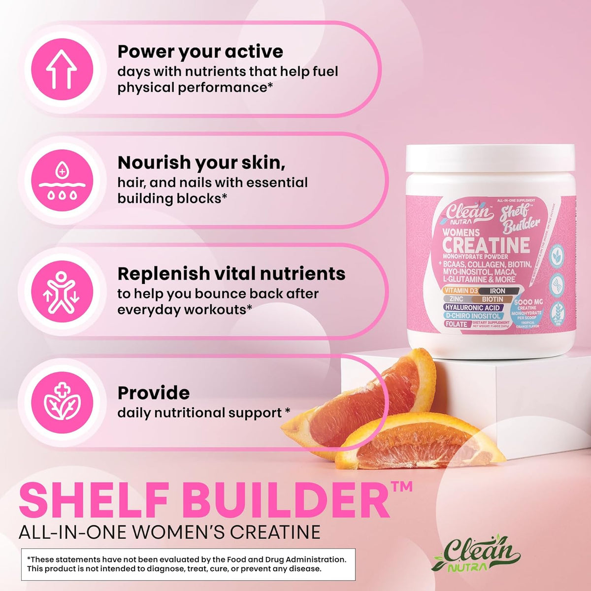 Creatine for Women | Creatine Monohydrate + BCAA Powder Myo-Inositol Collagen Biotin Hyaluronic