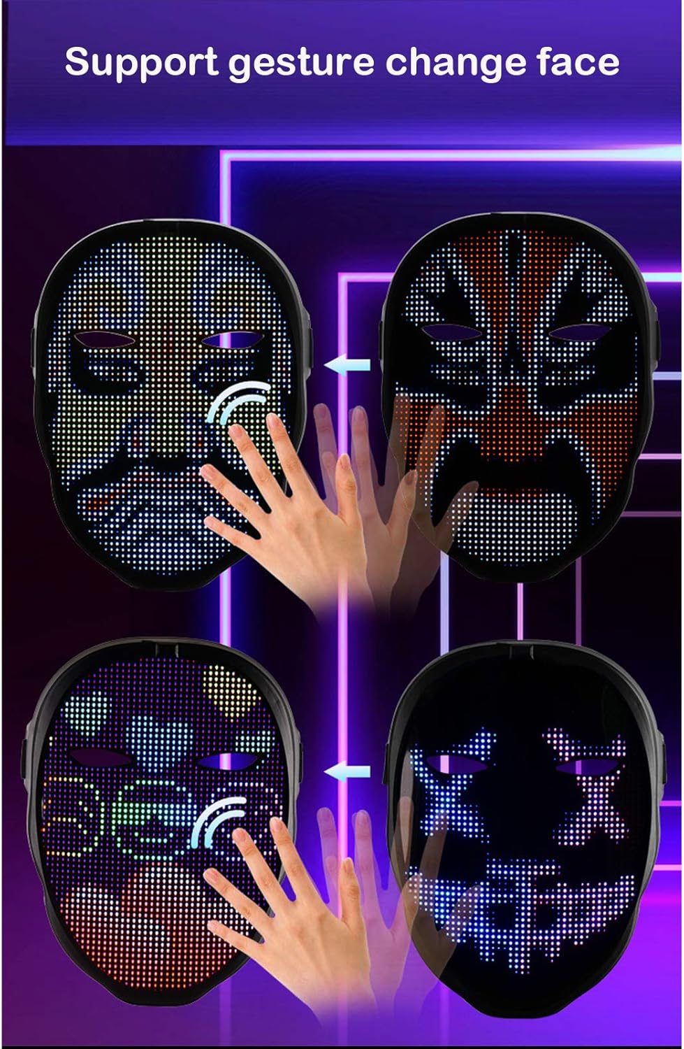 Depointer Life Led Mask with Bluetooth-compatible App Controlled, Customizable Shining Mask