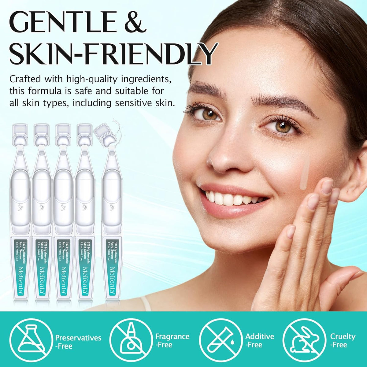 3% Hyaluronic Acid Serum for Face,Ultra-Hydrating Hyaluronic Acid Serum Tube Smooth Skin Deep
