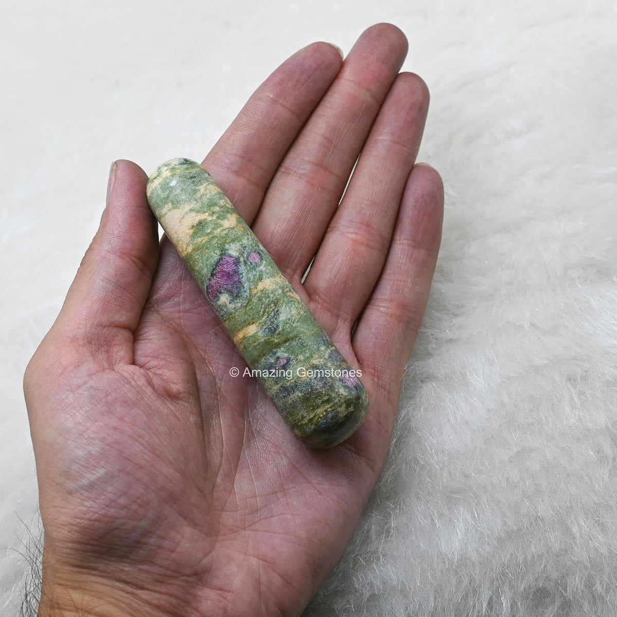 Amazing Gemstone Ruby Fuchsite Crystal Wand Massage Stick - Pelvic Wand Gua Sha for Adults