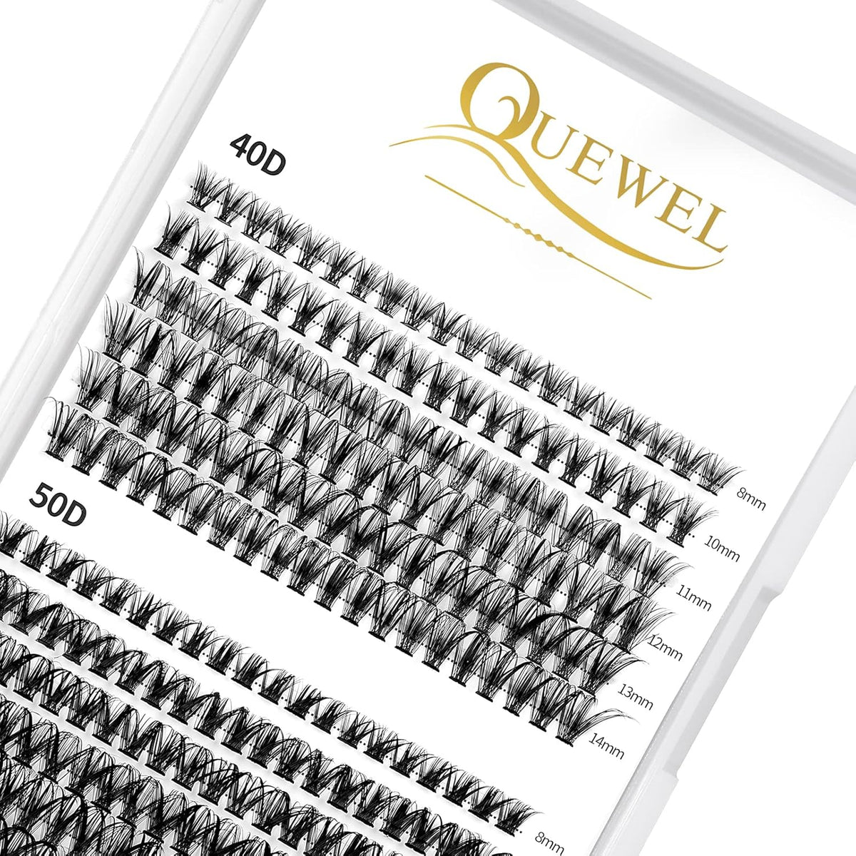 QUEWEL Cluster Lashes 240Pcs Individual Lashes 40D+50D C Curl Mix8-14mm Lash Extensions Clusters