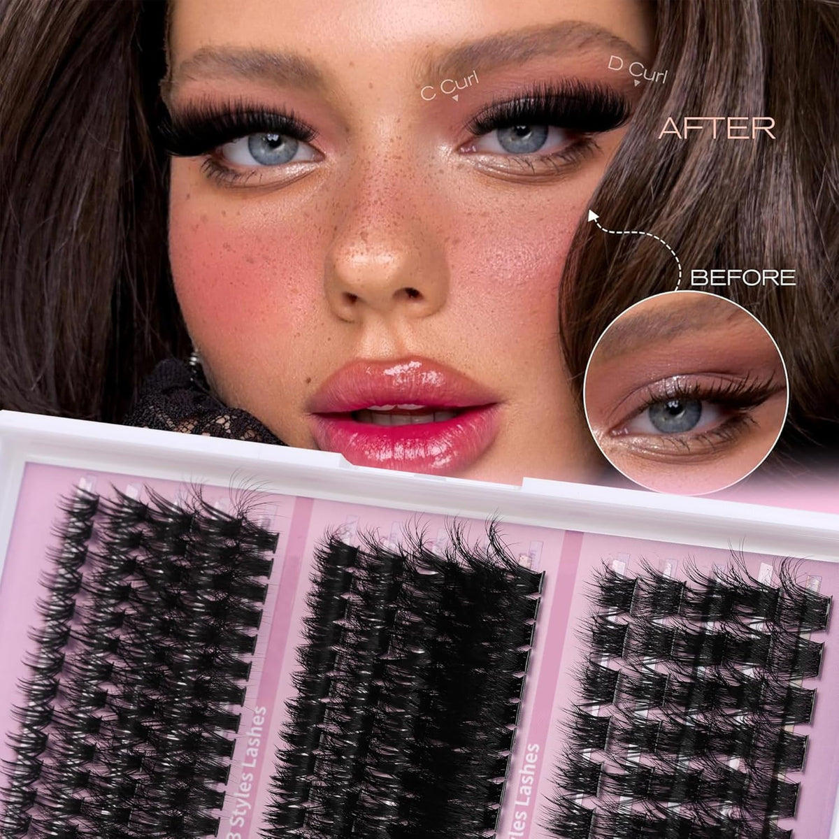 Volume Lashes Clusters Lash Kit Gift Packs 770Pcs with 2X Bond&Seal 5 style Mixed C-Curl False