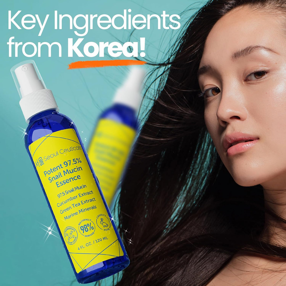 SeoulCeuticals Korean Face Mist 97.5% Snail Mucin Essence - K Beauty Skincare Facial Spray