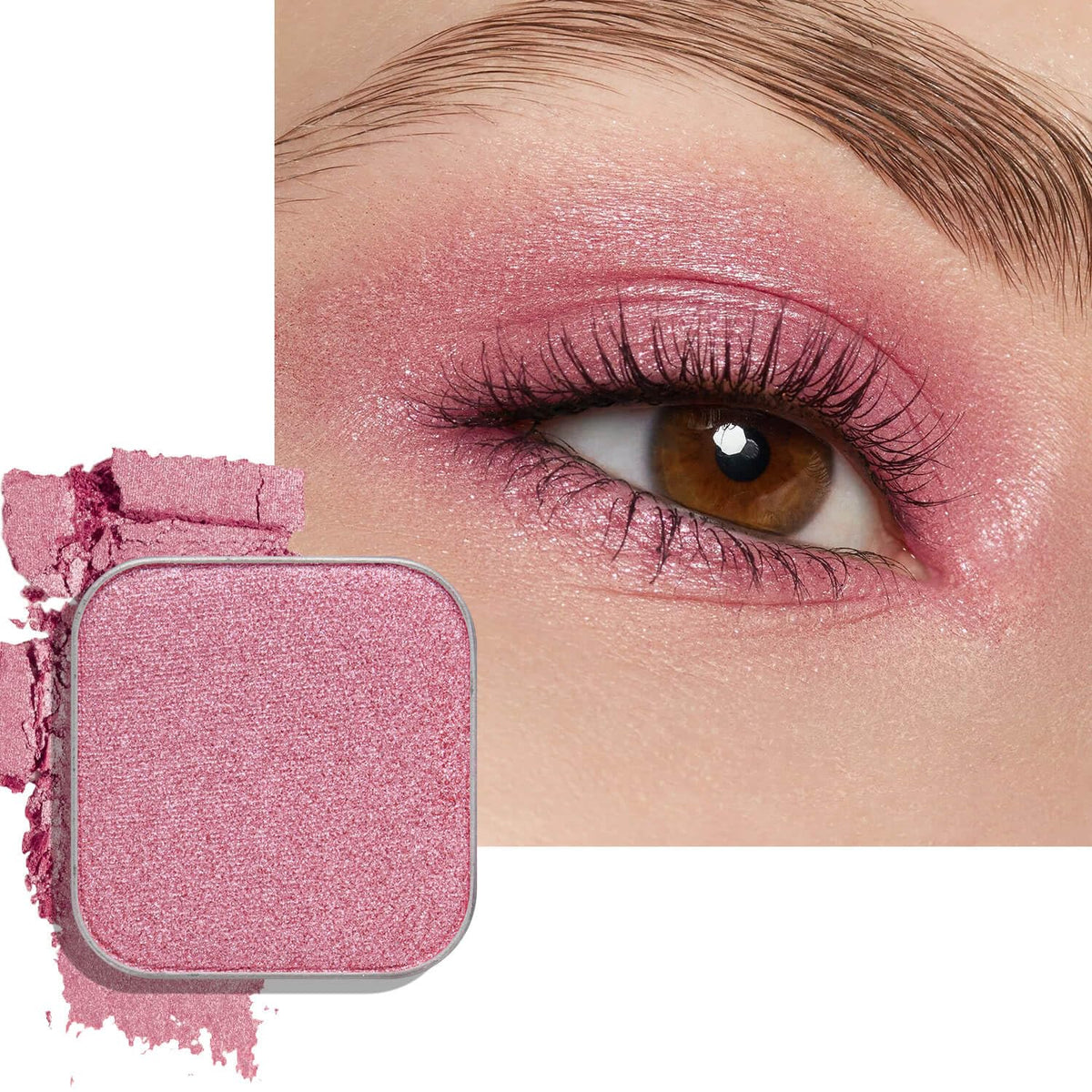 Single Pink Eyeshadow Matte Shimmer Highly Pigmented Blendable Longwear Powder in Magnetic Refill