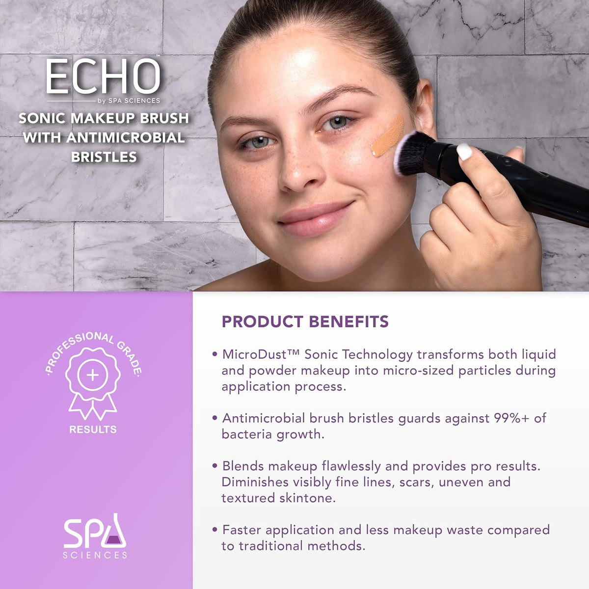 Spa Sciences ECHO - Makeup Brush for Flawless Blending, Contouring, Highlight & Airbrush Finish - 3