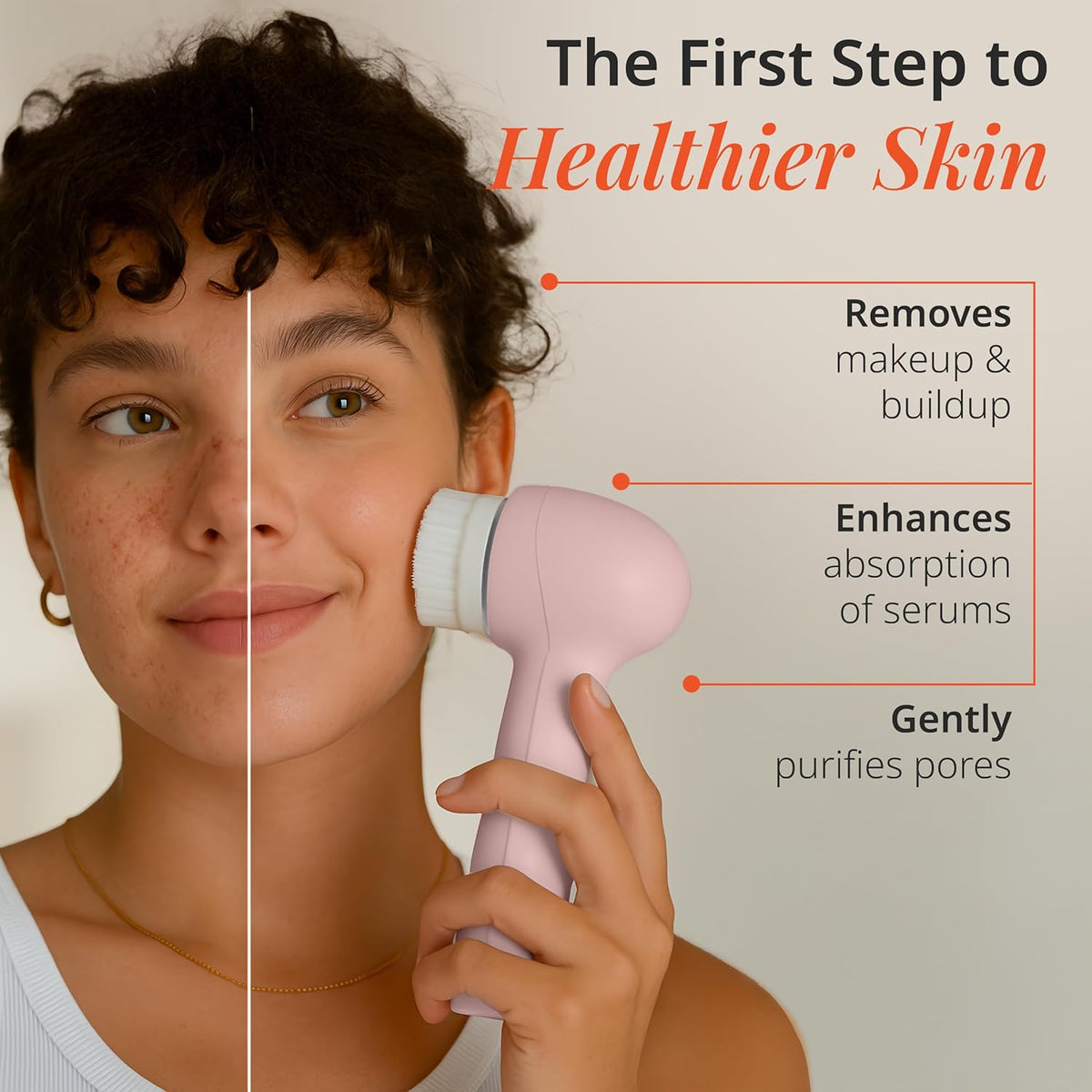Vanity Planet Raedia 2.0 Facial Cleansing Brush, 4 Interchangeable Brush Heads, Pink - Daily
