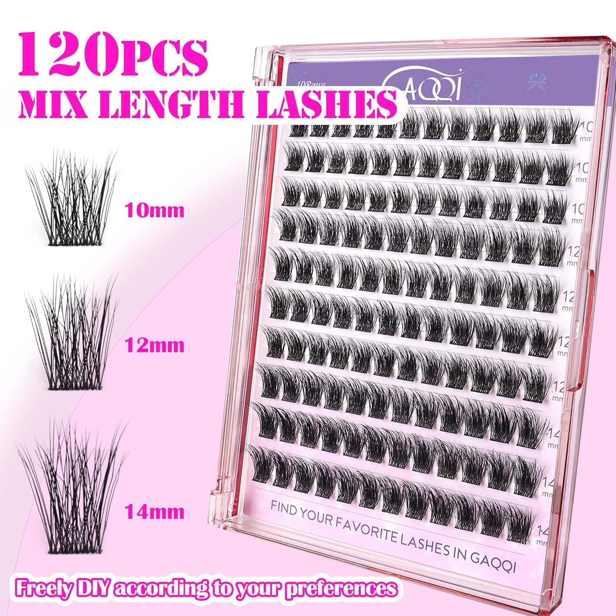 GAQQI Lash Clusters, Cluster Eyelash Extensions 120 Cluster Lashes, Volume Eyelash Clusters