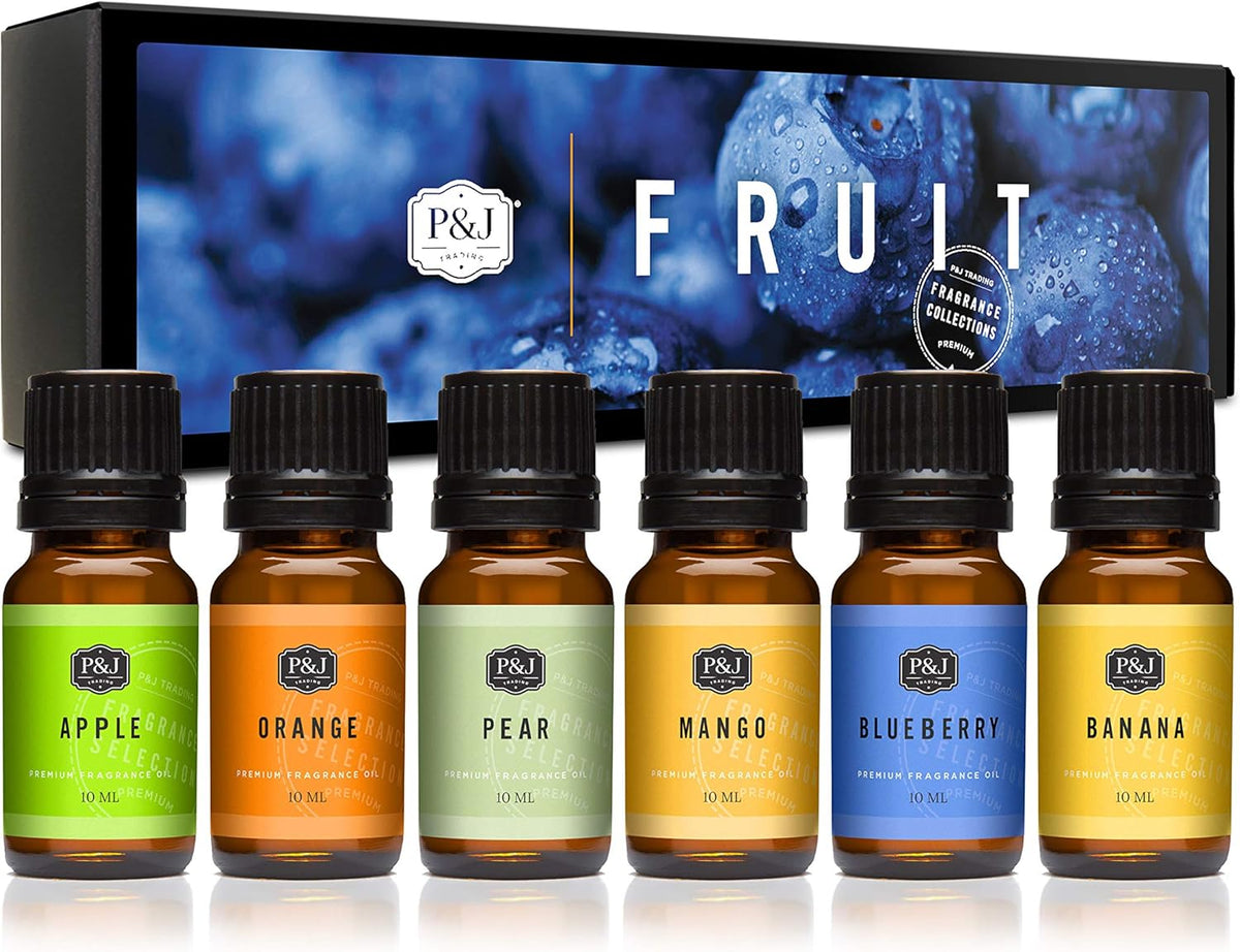 P&J Trading Fragrance Oil Fruit Set | Orange, Mango, Apple, Blueberry, Banana, and Pear Candle