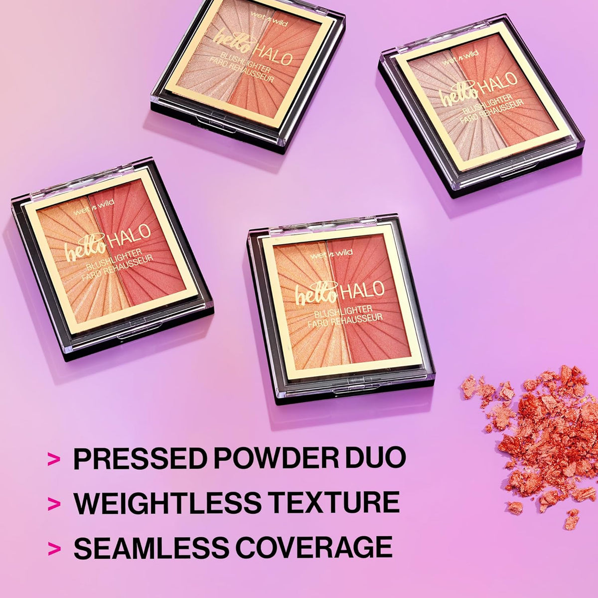 Wet n Wild MegaGlo Blushlighter, Blendable Blush & Highlighter Set, Shimmery Metallic Finish, Flash