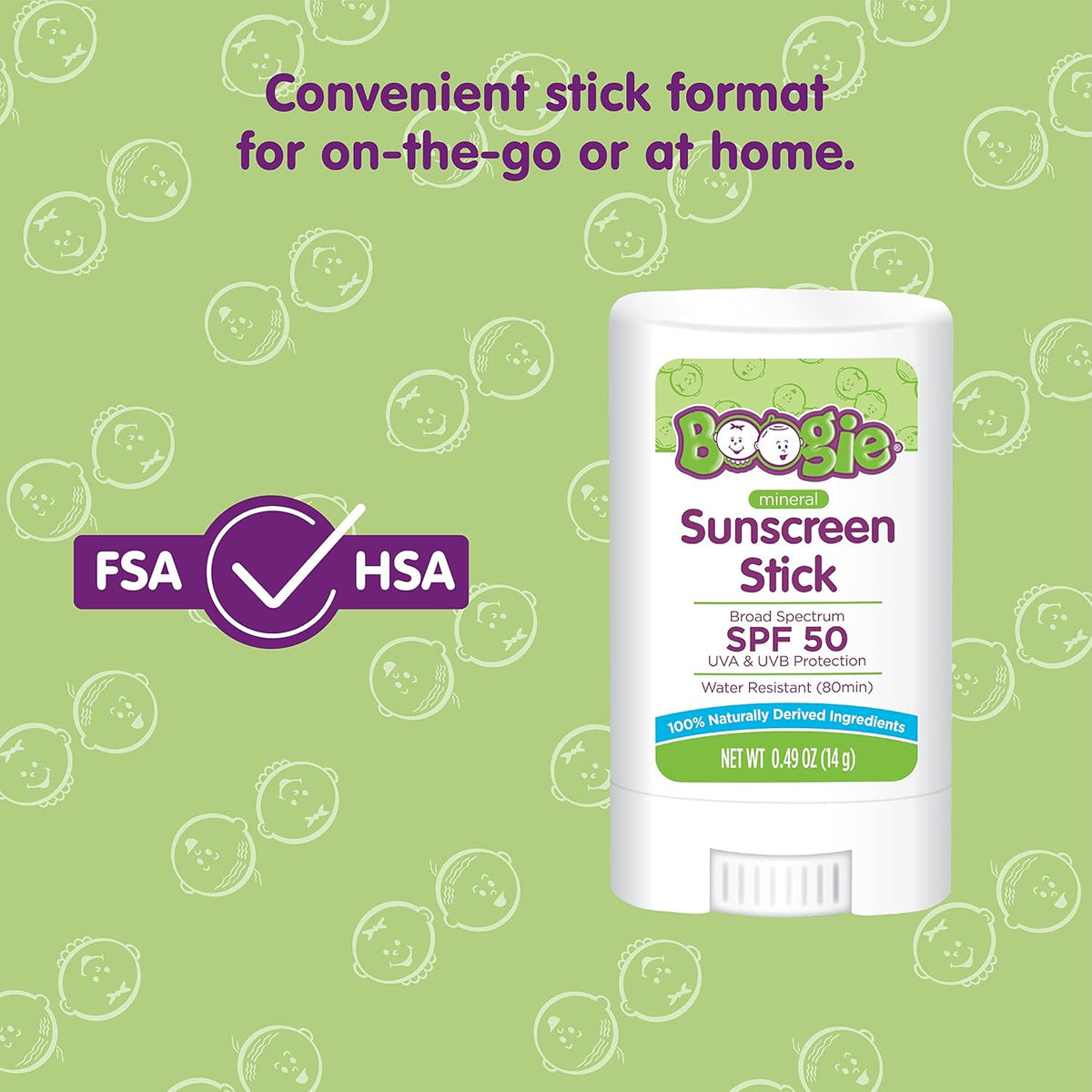 Baby Sunscreen Stick by Boogie Block, Mineral Sunscreen SPF 50, FSA/HSA Eligible, Travel Size