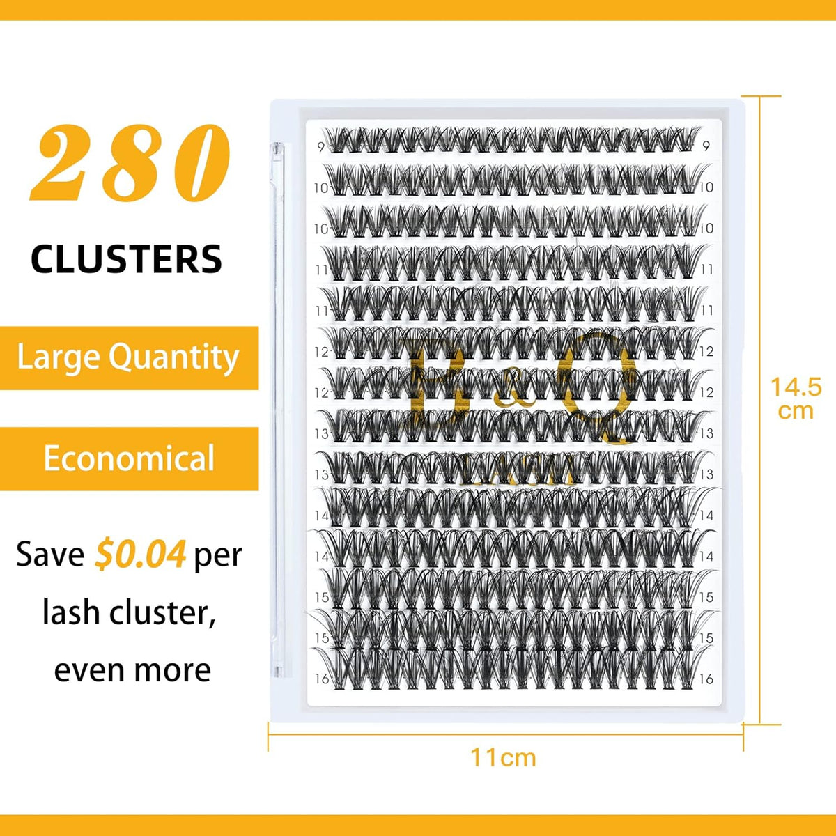 B&Qaugen False Eyelash, 280 Clusters Individual Lashes, 50D, Vegan, Cruelty Free