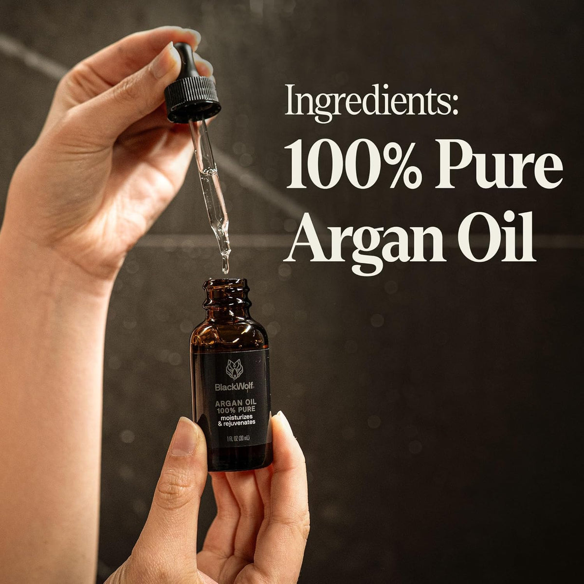 Black Wolf Sonic Scalp Head Massager & 100% Pure Argan Oil Bundle - Hair Care Products for Healthy