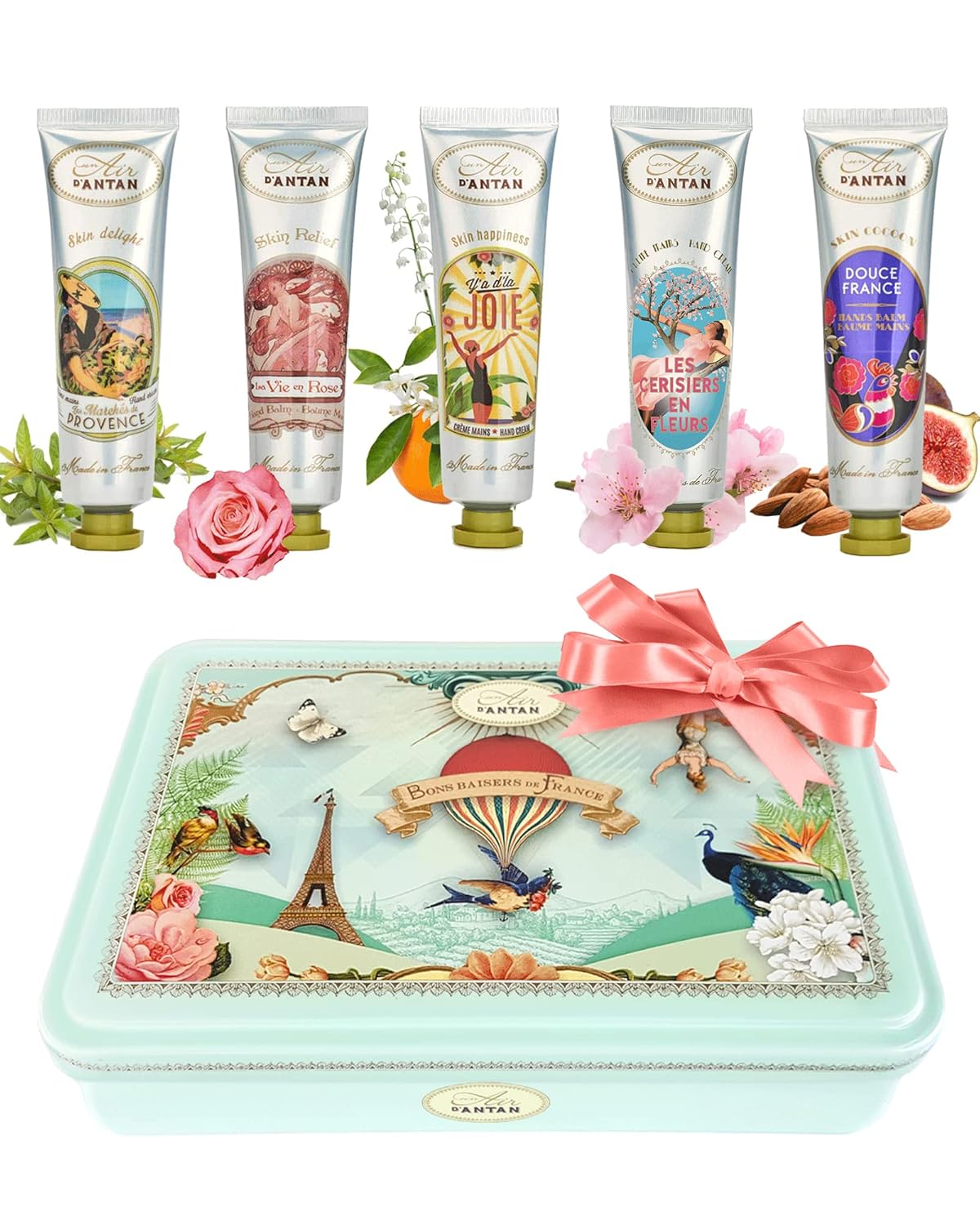 Un Air d'Antan French Nails & Hand Cream Gift Set 5 Pc Lotion Gift Set for Women - Lotion Sets For