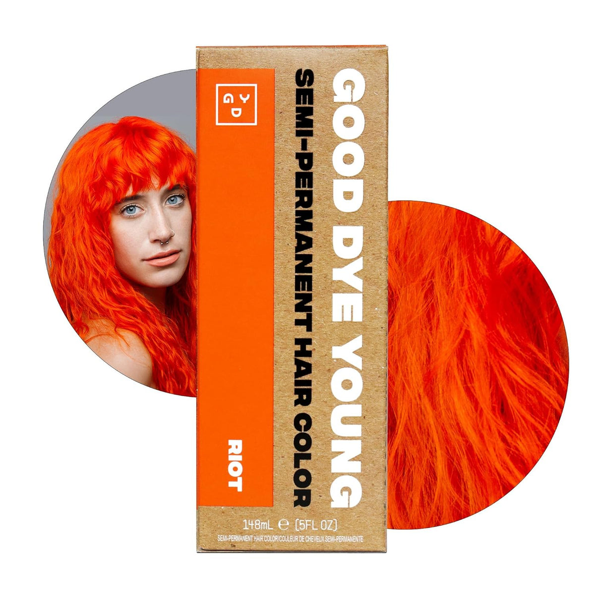 Good Dye Young Semi-Permanent Hair Color, Vegan and Cruelty-Free Orange Hair Dye, Last up to 24