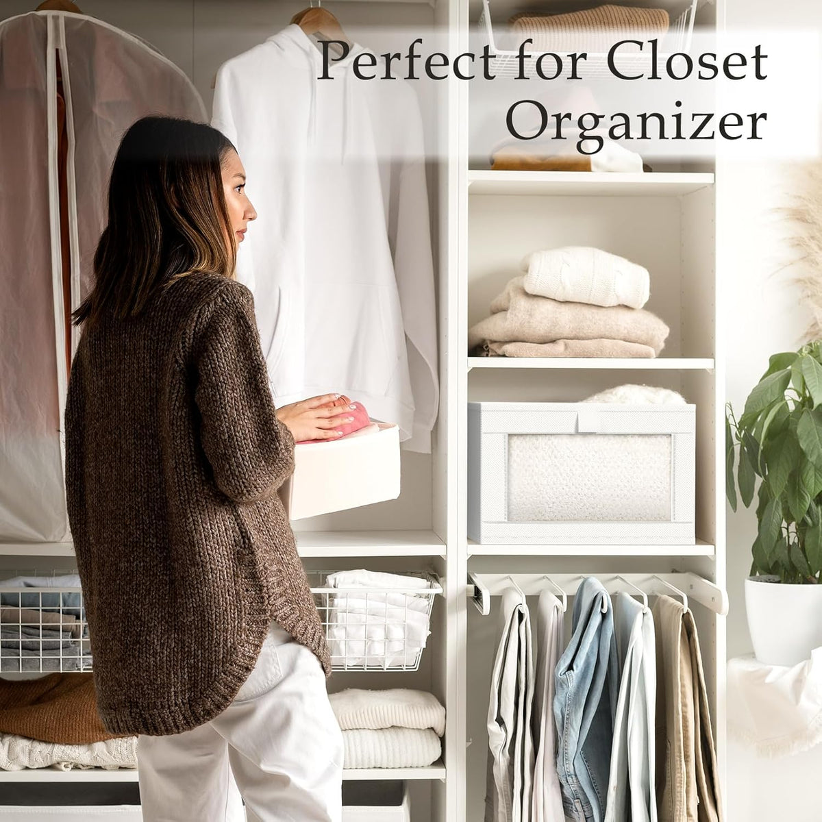 Criusia 6 Pack Linen Closet Organizers and Storage, Large Linen Closet Baskets for Organization