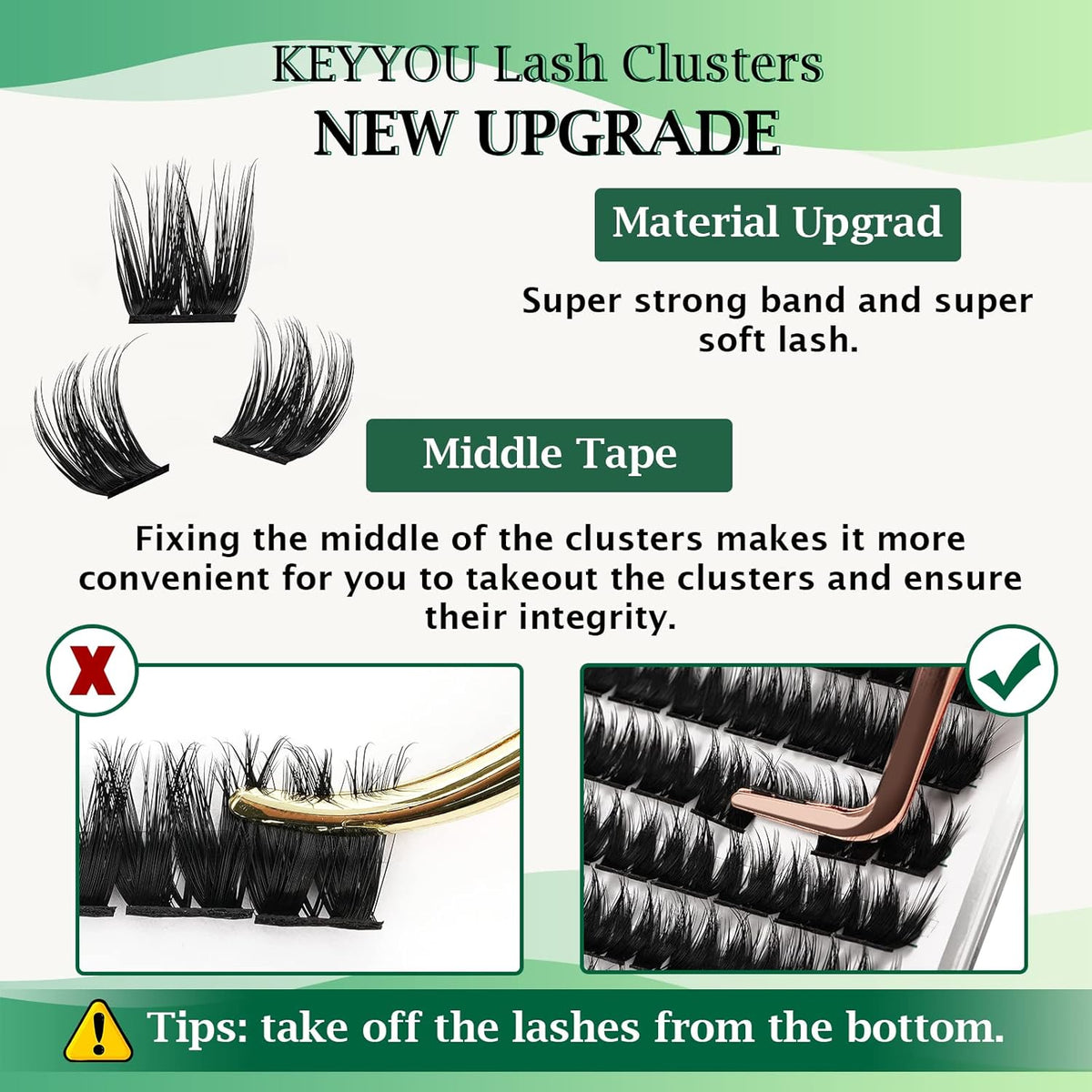 KEYYOU Volume Wispy Lash Extension 96pcs Individual Lashes D Curl 14mm Soft&Comfortable Easy DIY at