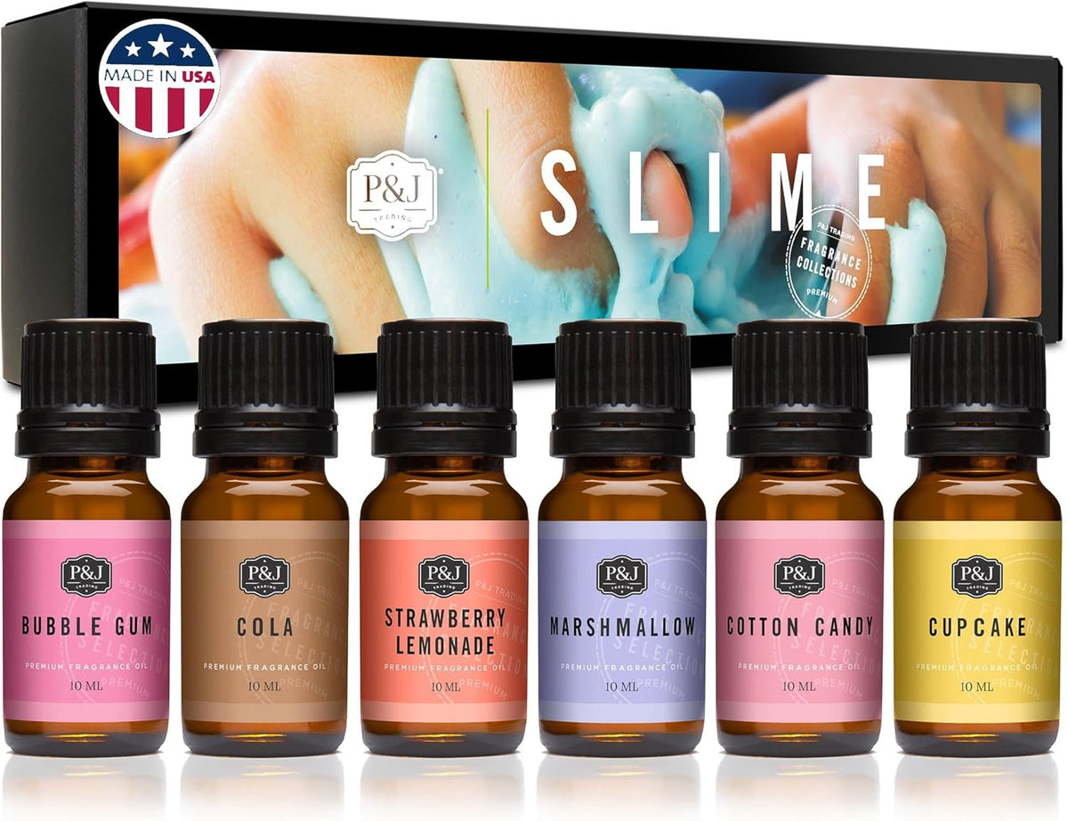 P&J Trading Fragrance Oil Slime Set | Bubble Gum, Cotton Candy, Cupcake, Strawberry Lemonade, Cola