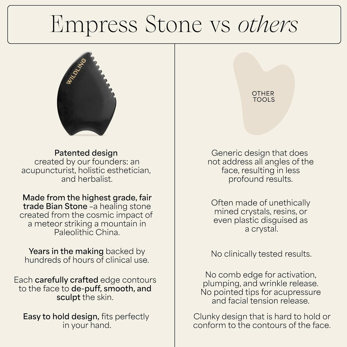 WILDLING Empress Stone Gua Sha Facial Stone I Facial Massage Stone to Lift, Plump, Tone + Sculpt I