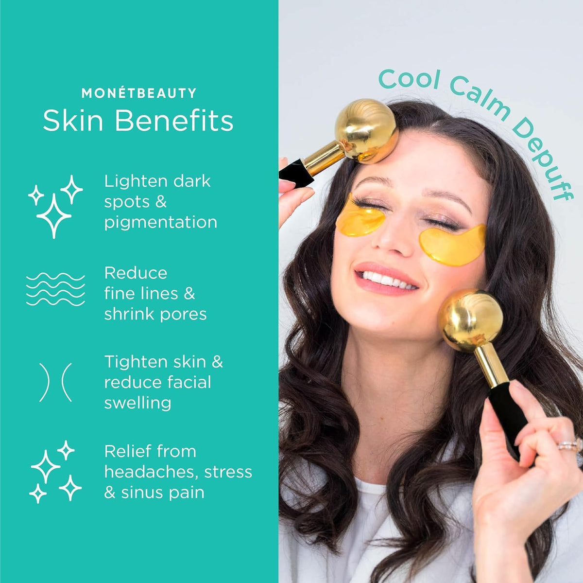 Stainless Steel Ice Globes for Facials (Gold Black Handle), Durable Cryo Globes Instantly Reduce