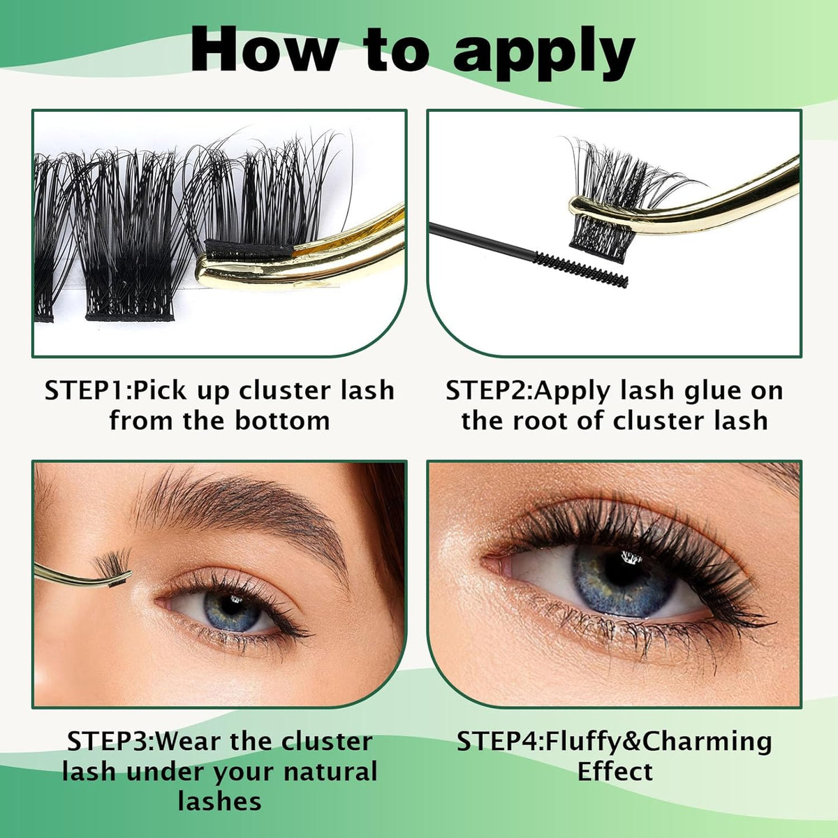 Lash Clusters,96 Pcs Cluster Lashes D Curl 12mm DIY Lash Extensions Eyelash Clusters,KEYYOU Volume