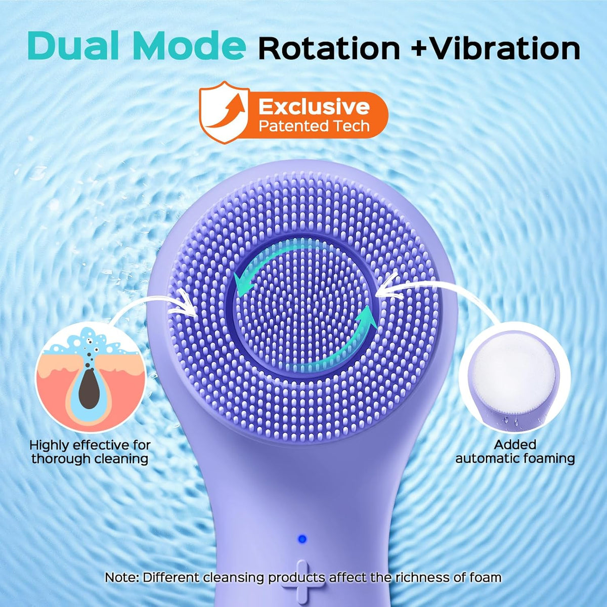 COSLUS Face Scrubber Facial Cleansing Brush: 2 in 1 Spin and Vibration Patented Tech, Silicone