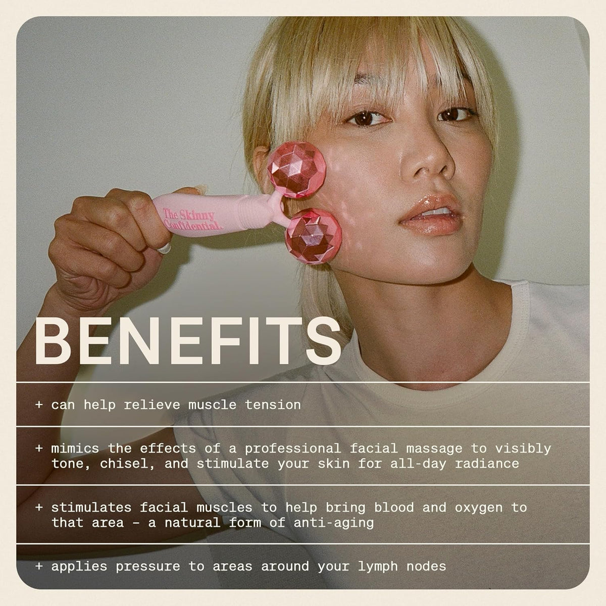 The Skinny Confidential Face Roller - Pink Balls Eye & Facial Roller Massager - Face Massage Tools