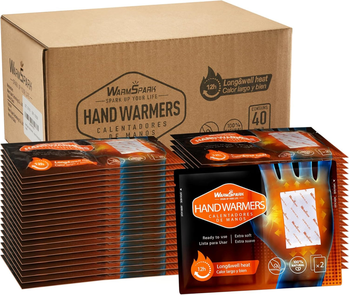 Hand Warmers Disposable Single Use Air Activated Heat Packs for Hands, Toes and Body - Up to 12