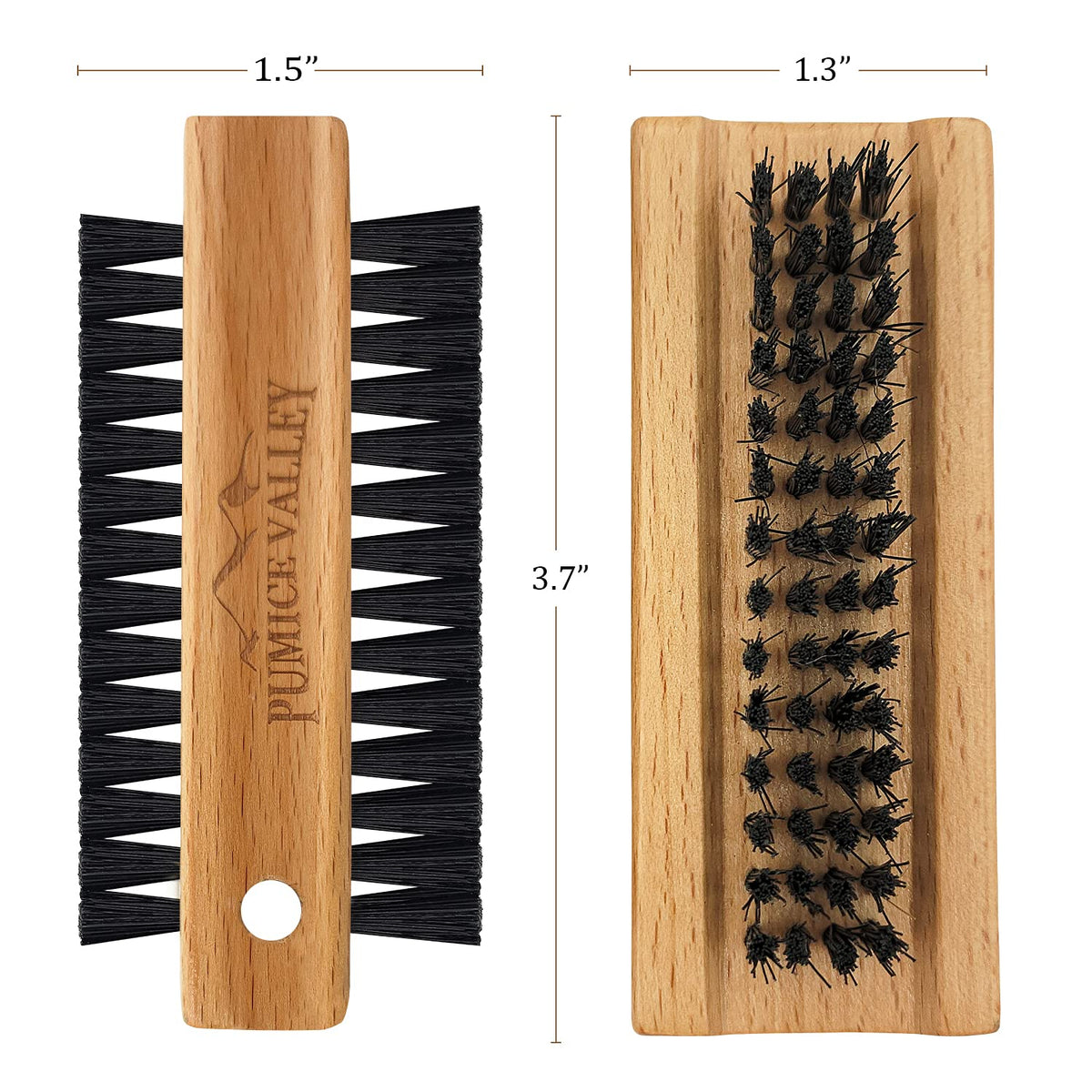 Wooden Cleaning Finger Nail Brush with Nylon Charcoal Bristles & Hanging Rope - Double-Sided