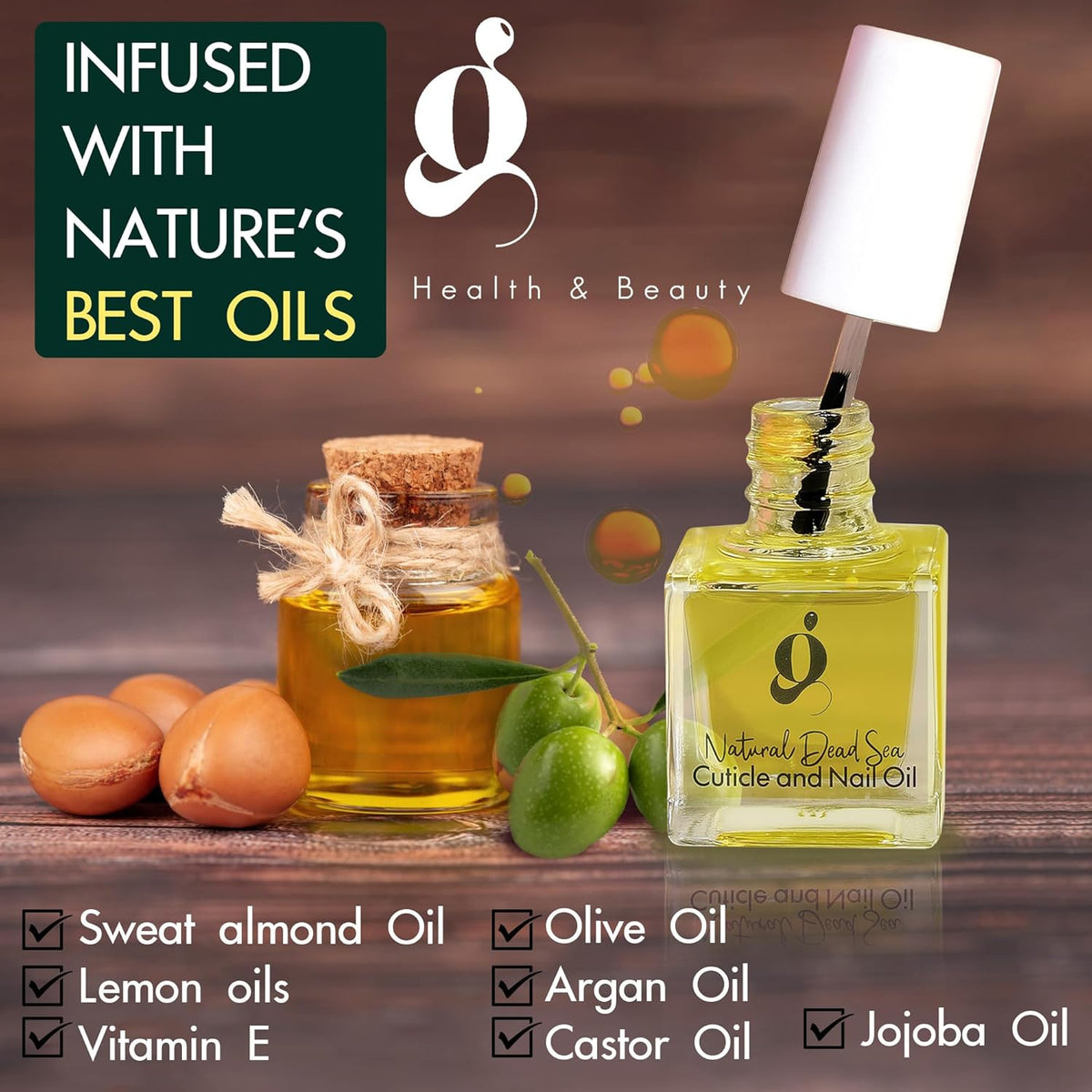 Dead Sea Cuticle & Nail Oil (5ML) | Strengthens, Moisturizes & Conditions with Sweet Almond, Olive