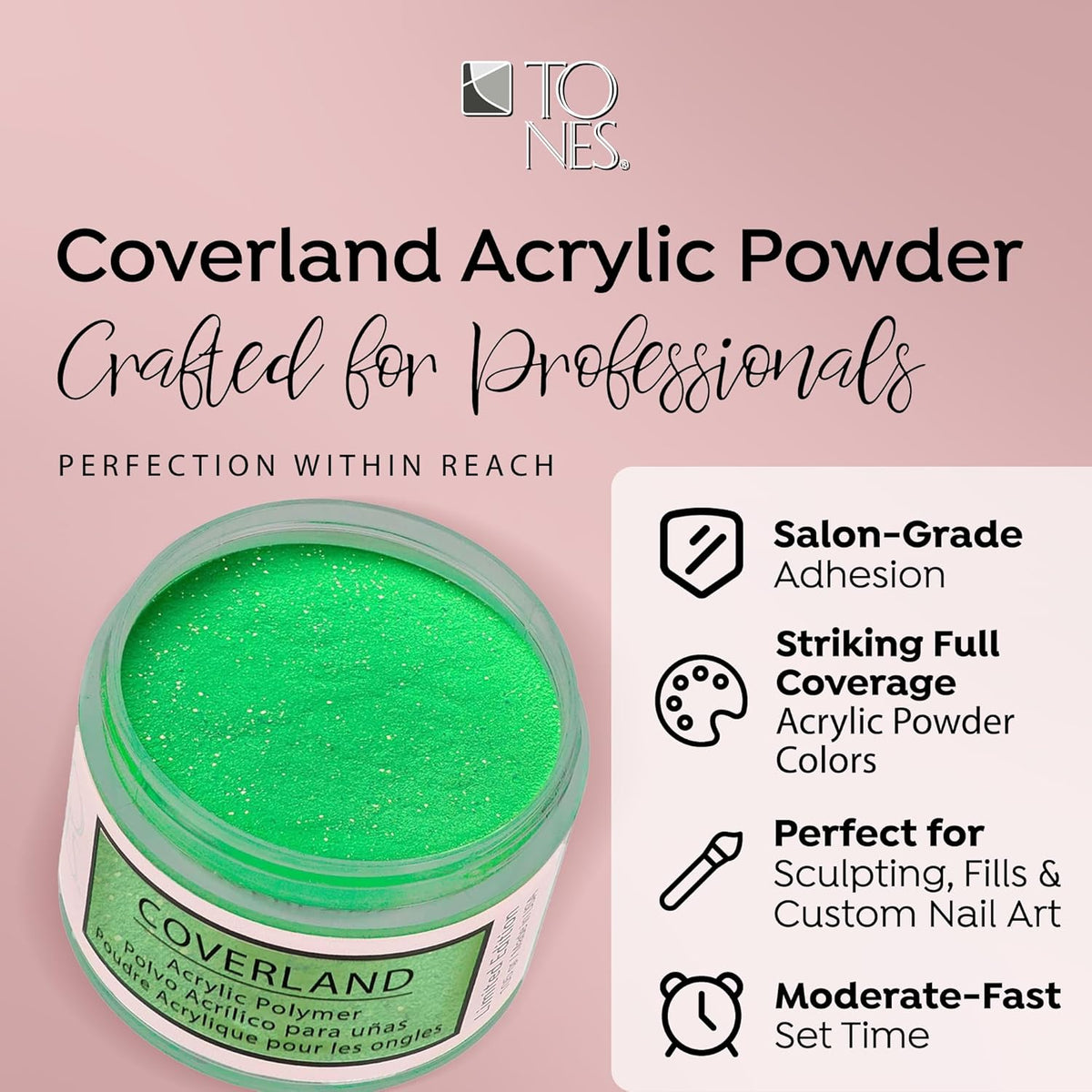 Tones Coverland Acrylic Nail Powder "Green Apple" - Limited Edition Acrylic Powder for Nail Design