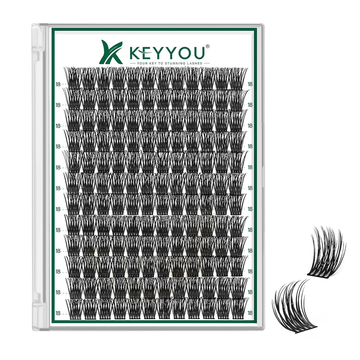 Lash Clusters 144pcs Individual Lashes D Curl 18mm Eyelash Clusters KEYYOU Air Touch Cluster Lashes