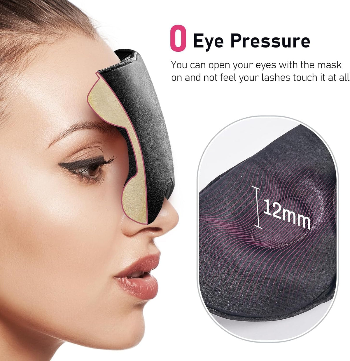 LitBear 100% 22 Momme Mulberry Silk Sleep Mask - 3D Contoured Eye Mask for Men & Women, Soft