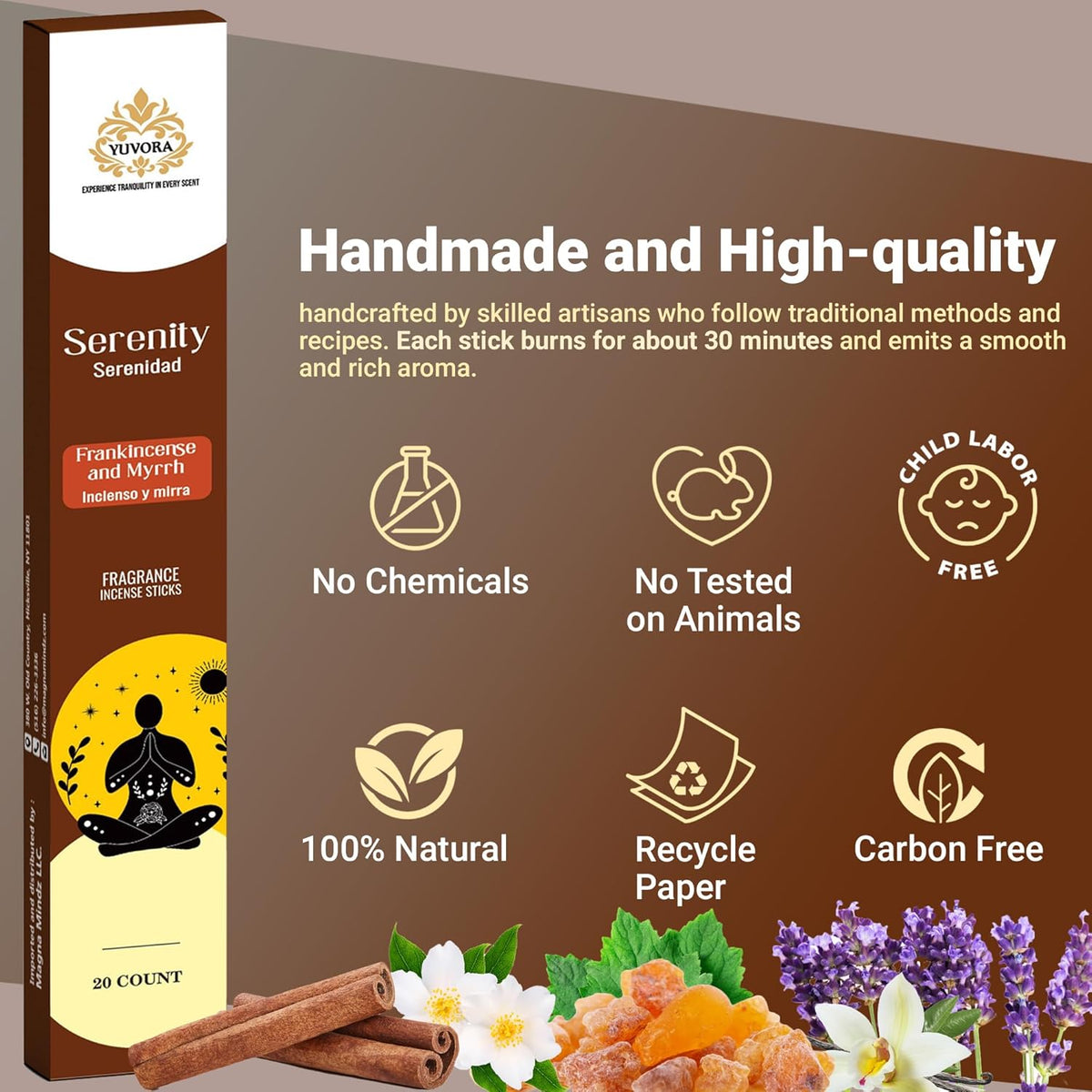 Aromatic Incense Sticks Gift Set – 120 Natural & Non-Toxic Incense Sticks | 6 Soothing Scents |