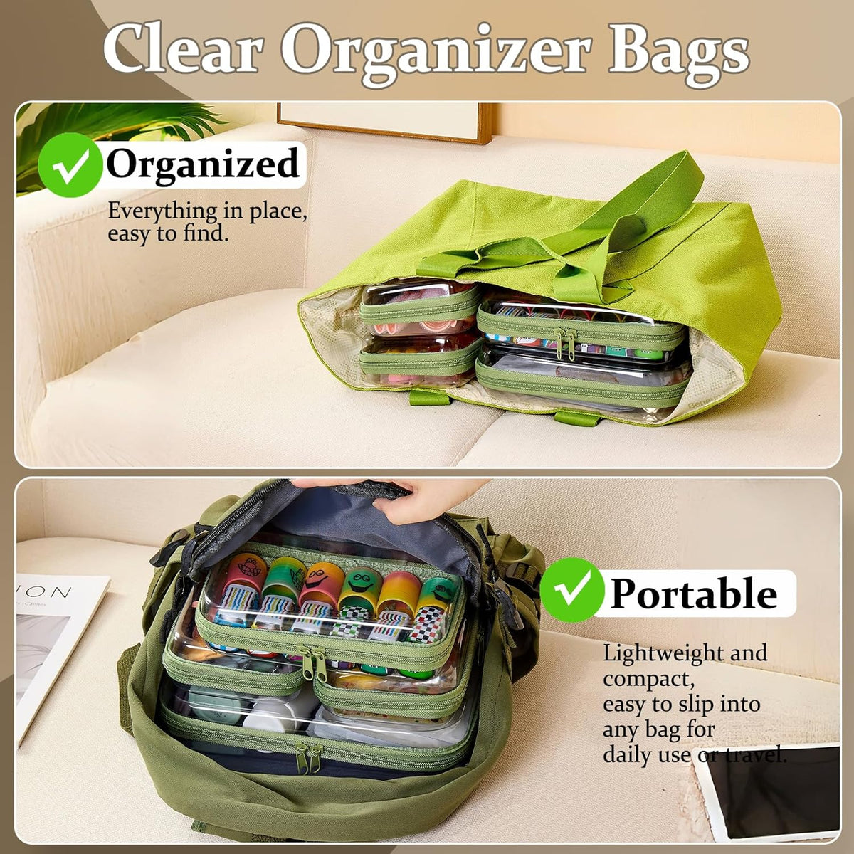 4 pcs Clear Zipper Pouches,Hard Shell Zipper Case, Toiletry Bag for Travel, CLear Diaper Bag