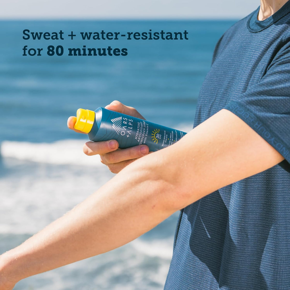 Oars + Alps Hydrating SPF 30 Sunscreen Spray, Naturally Derived Skin Care Infused with Vitamin C