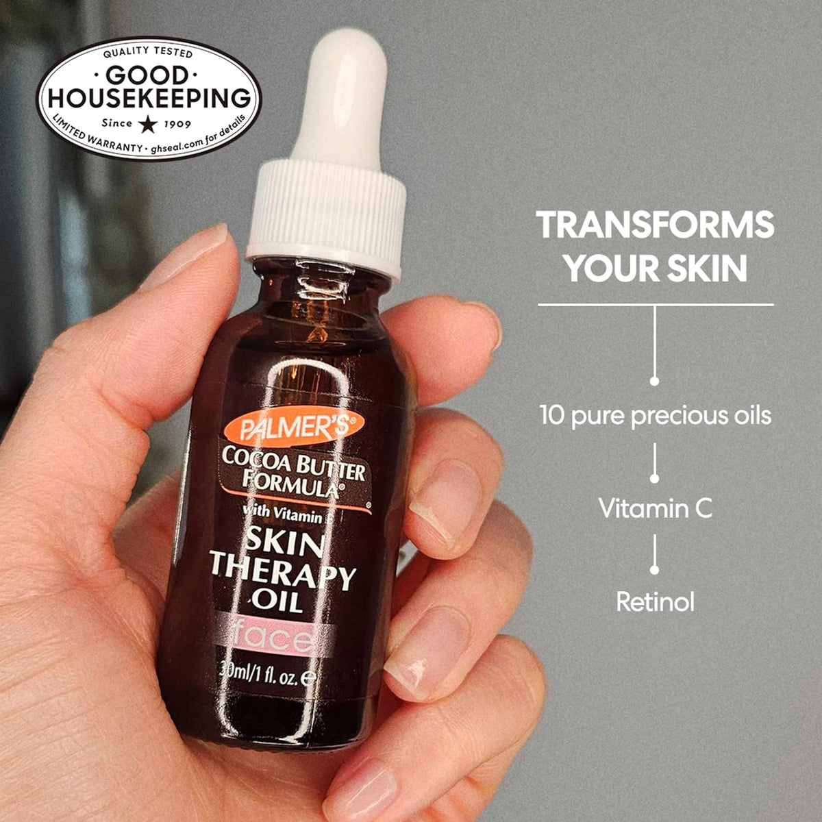 Palmer's Cocoa Butter Formula Moisturizing Skin Therapy Oil for Face with Vitamin E, C & 10 Pure