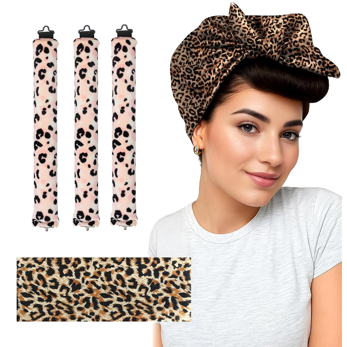 Heatless Curls Overnight Hair Curler - 3 Pcs Curling Rod to Sleep In, Velvet Hair Rollers with