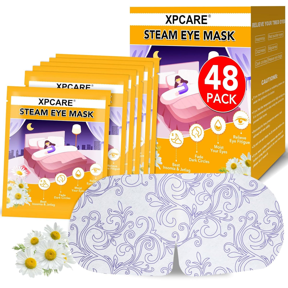 XPCARE Steam Eye Masks for Dry Eyes, Self Heated Steam Warm Eye Mask, Disposable Heated Eye Mask