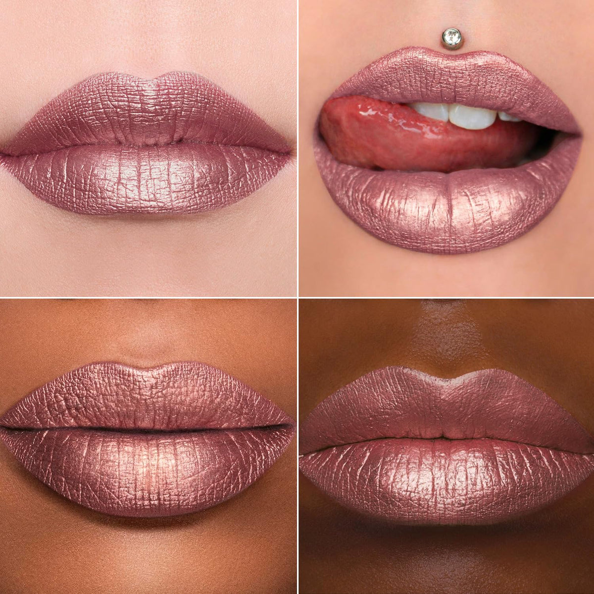MAKI YIKA Metallic Pink Lipstick for Women Nude Lipsticks Long Lasting Shine Glitter Lipstick No