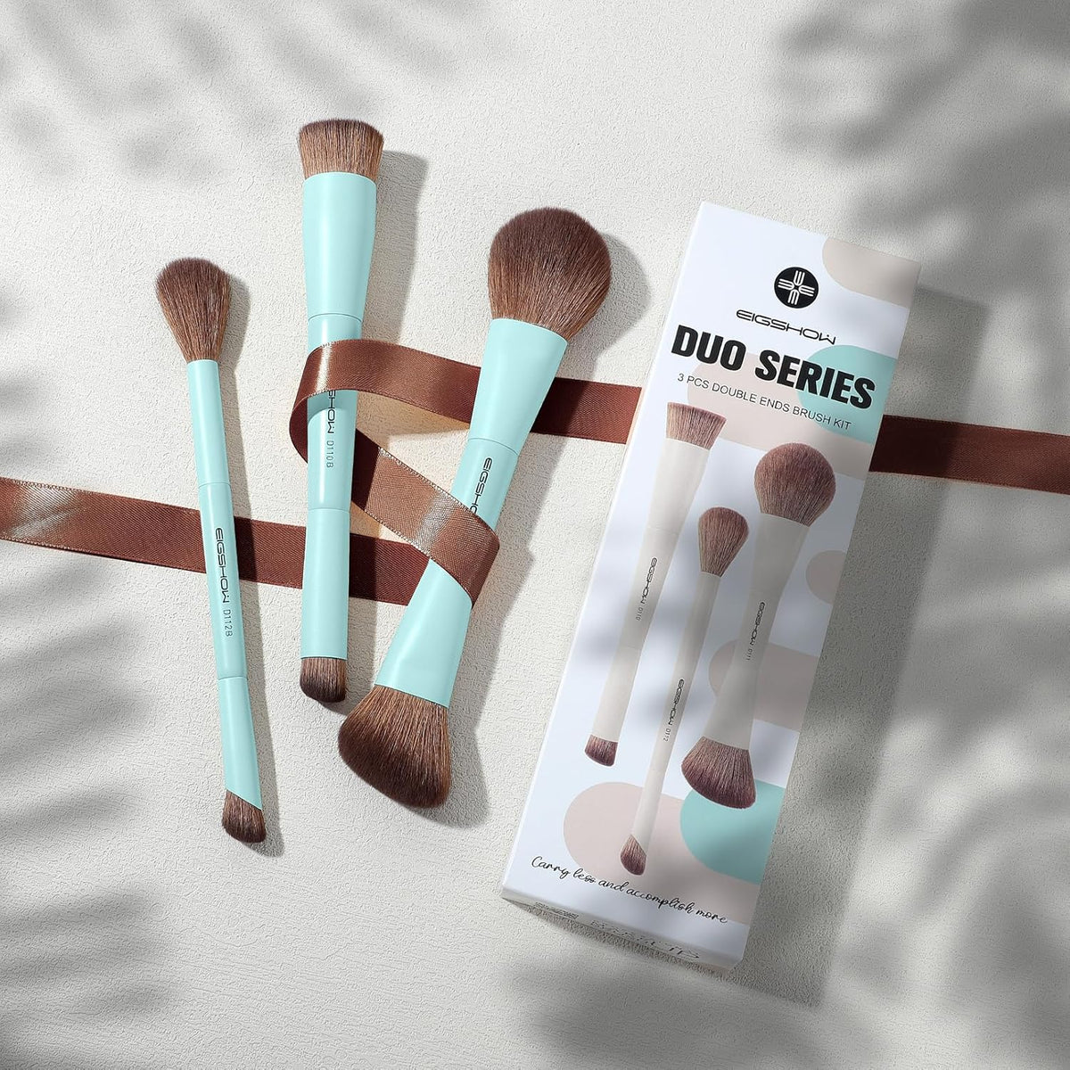 EIGSHOW Makeup Brush Set, 3Pcs Dual Ended Face Makeup Brushes for Foundation Powder Contour