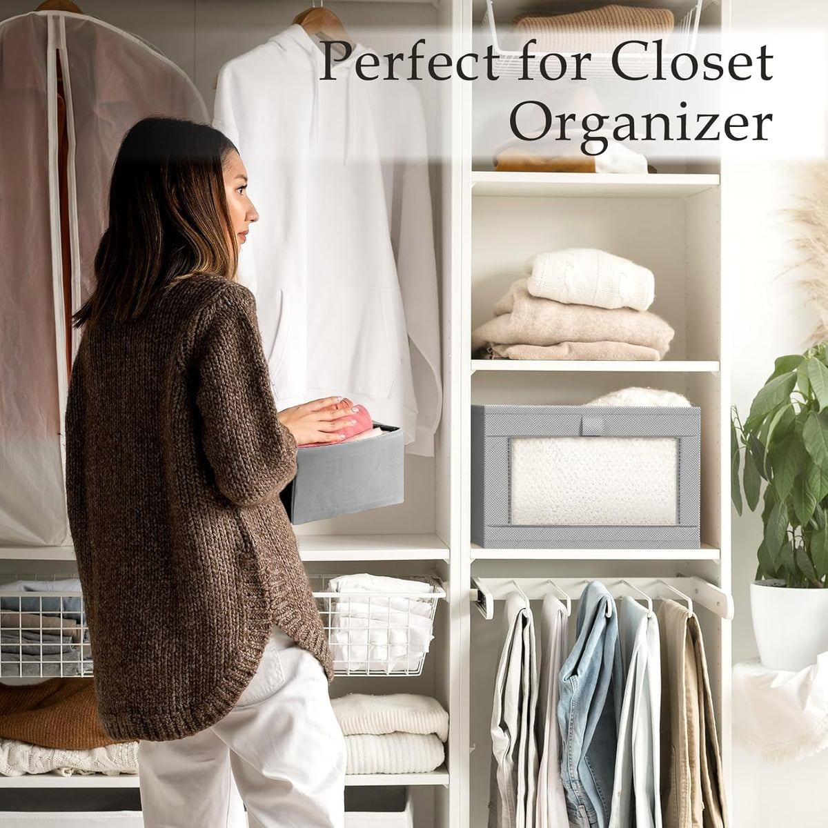 Criusia 8 Pack Linen Closet Organizers and Storage, Large Linen Closet Baskets for Organization