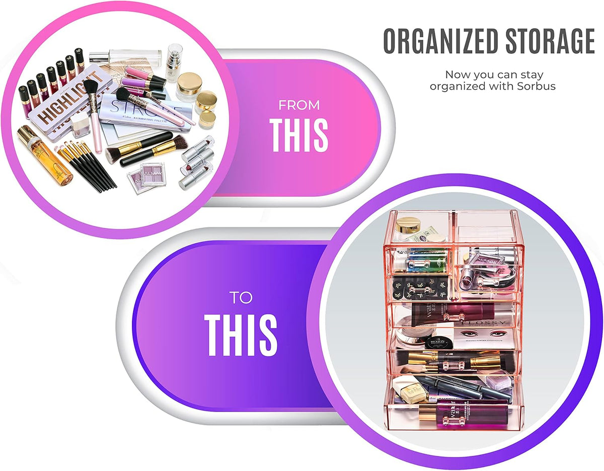 Sorbus Acrylic Makeup Organizer - Organization and Storage Case for Cosmetics Make Up & Jewelry