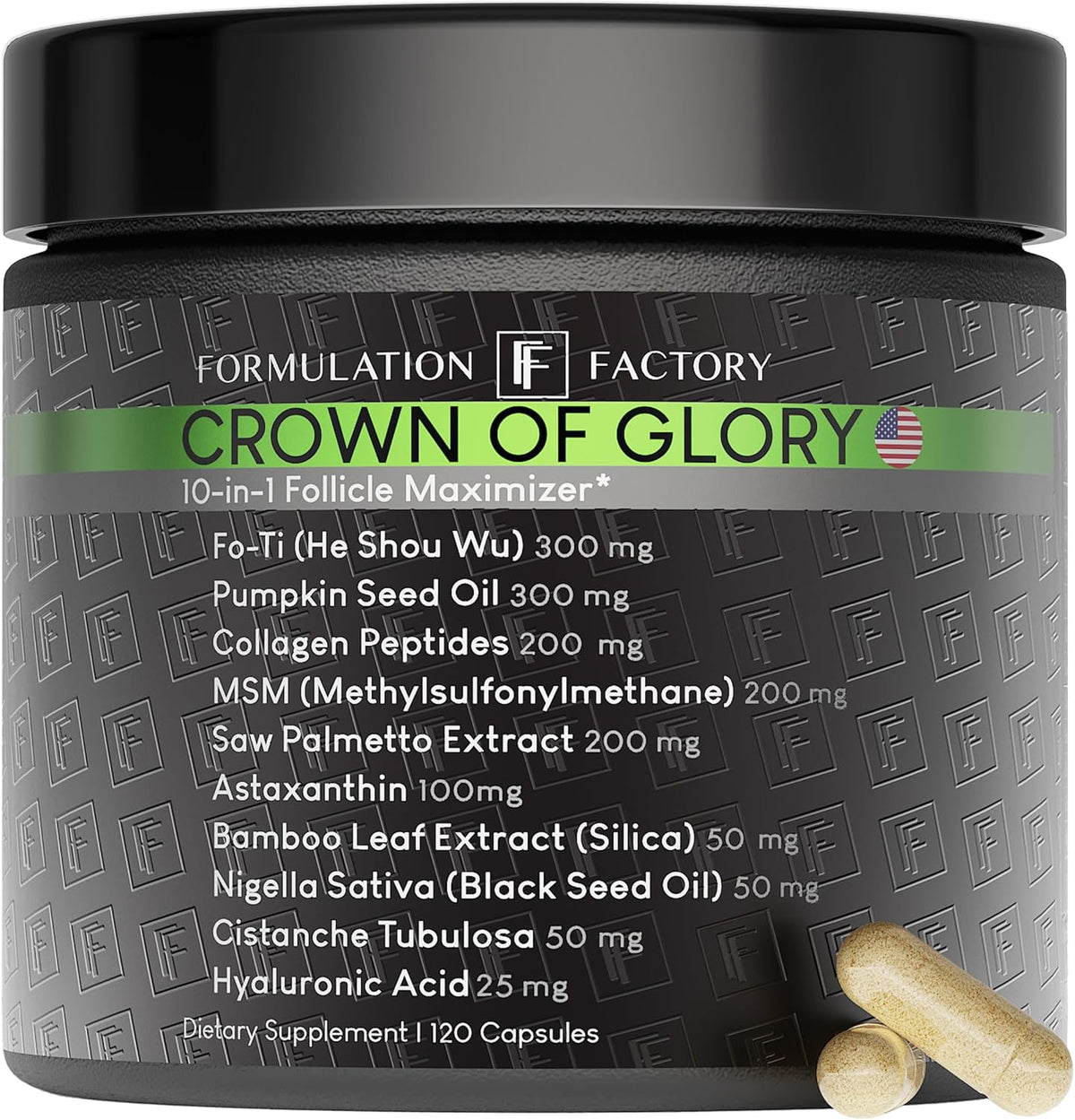Crown of Glory 10-in-1 Hair Growth Maximizer, DHT Blocker with Saw Palmetto, Fo-Ti, Collagen